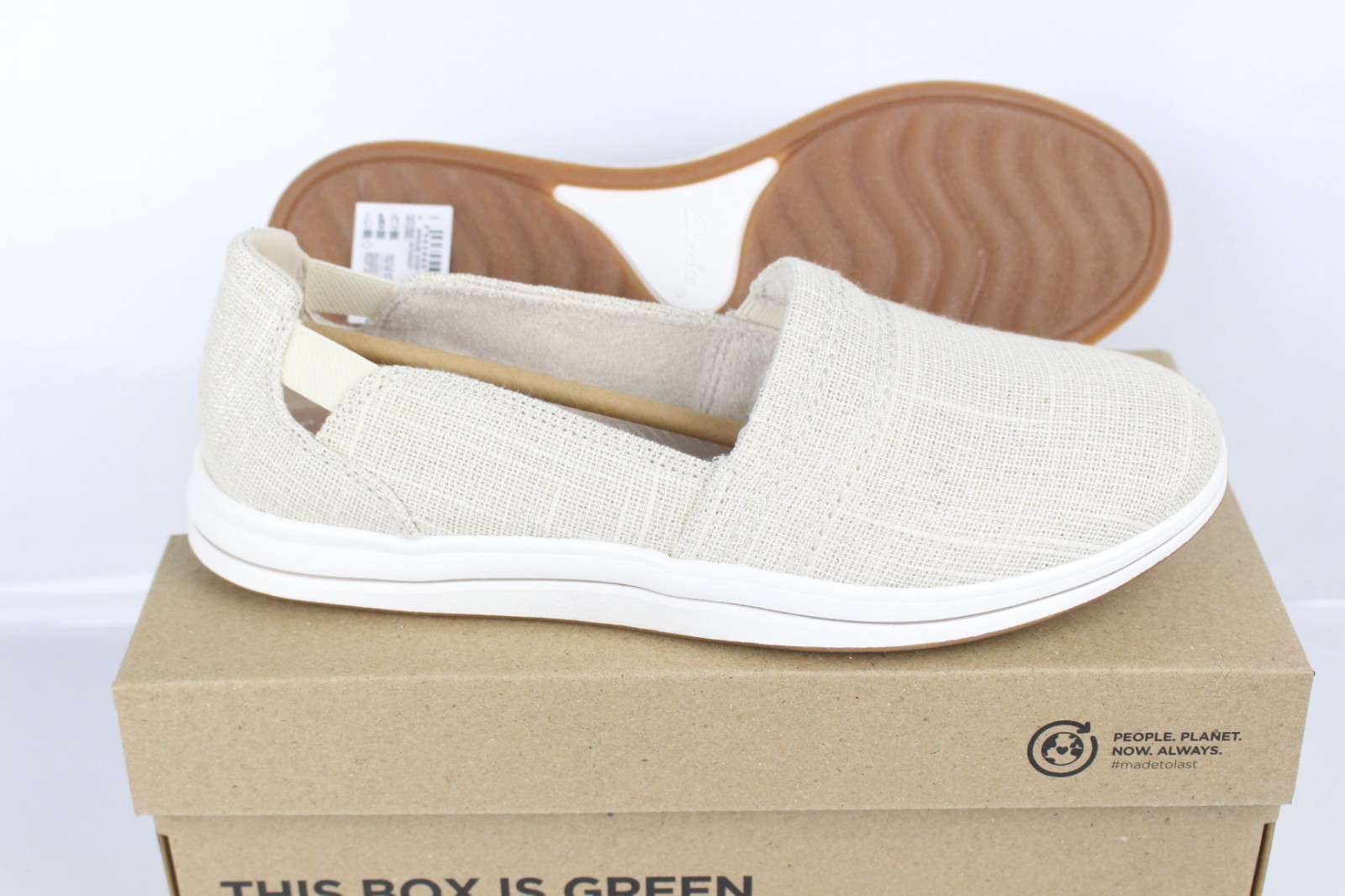 Clarks Women's Breeze Step II Slip On Comfort Shoes Natural Interest 261 72779