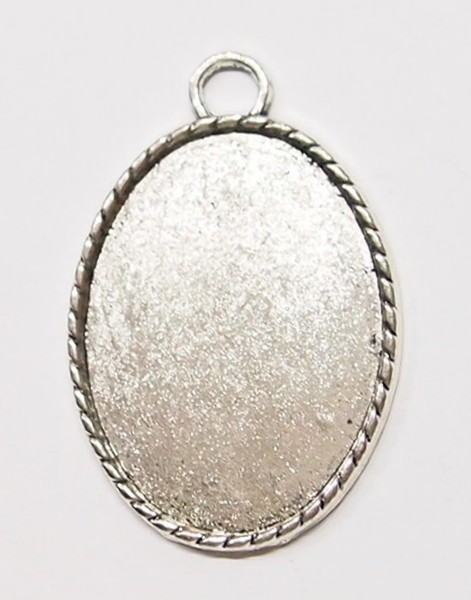 4 Antique Silver 40x30mm Victorian Art Deco Rope Edge Band Pendant Settings