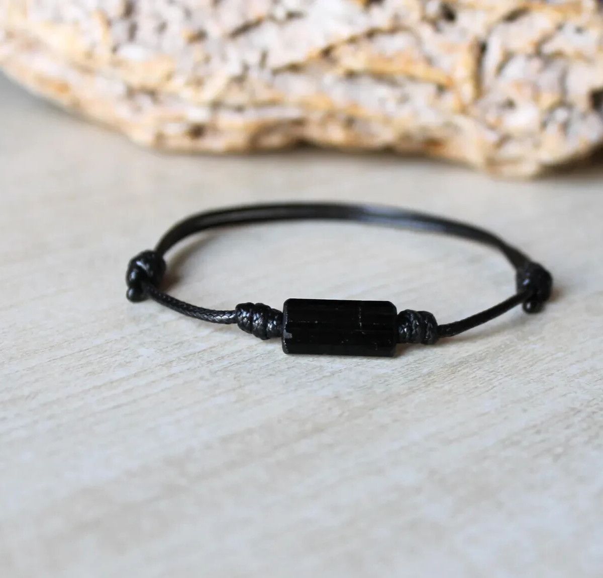 Raw Black Tourmaline Bracelet Healing Jewelry EMF Protection Men Women Gifts