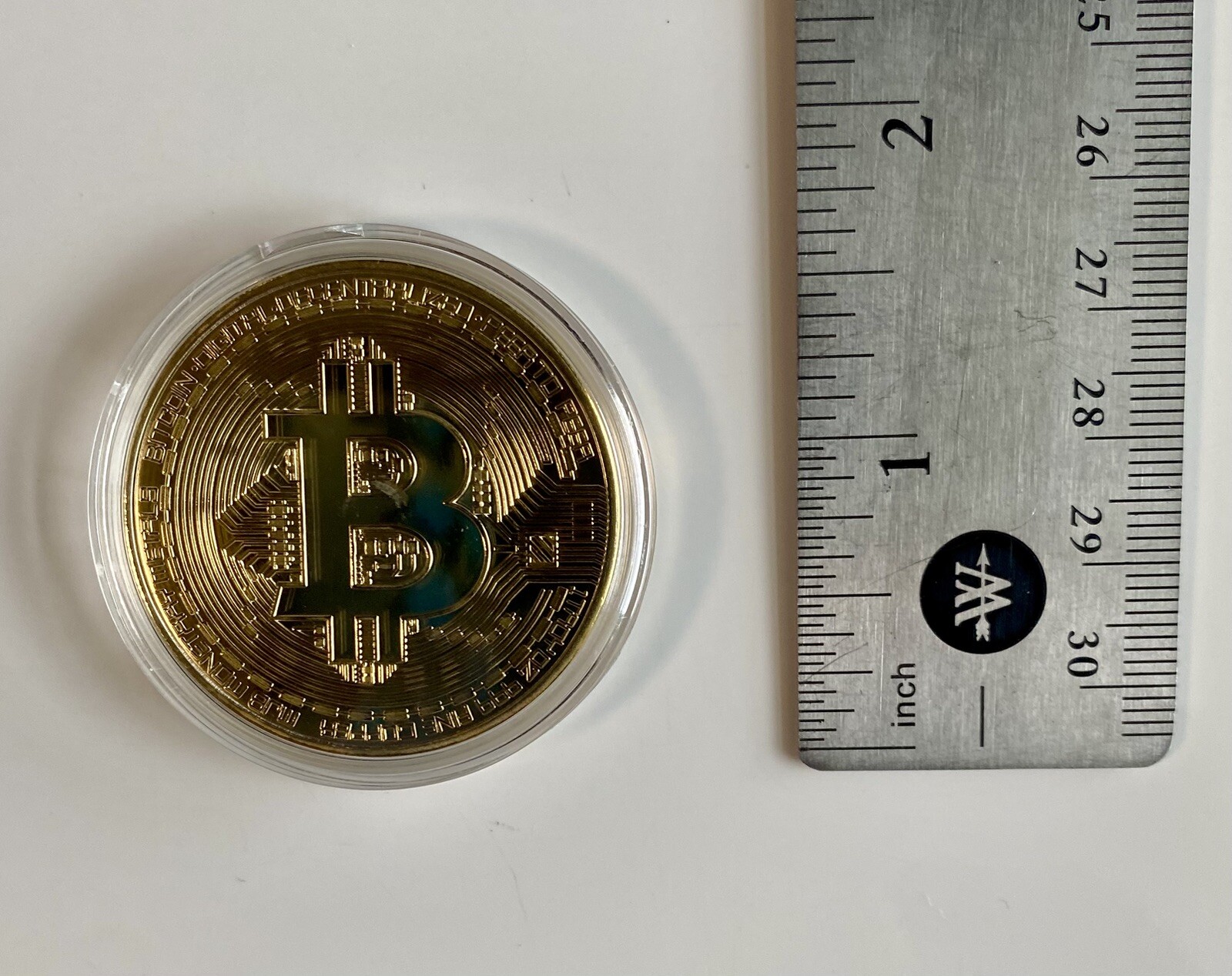 PHYSICAL BITCOIN (Commemorative Coin) Metal Alloy-Gold Plated-Token Protector
