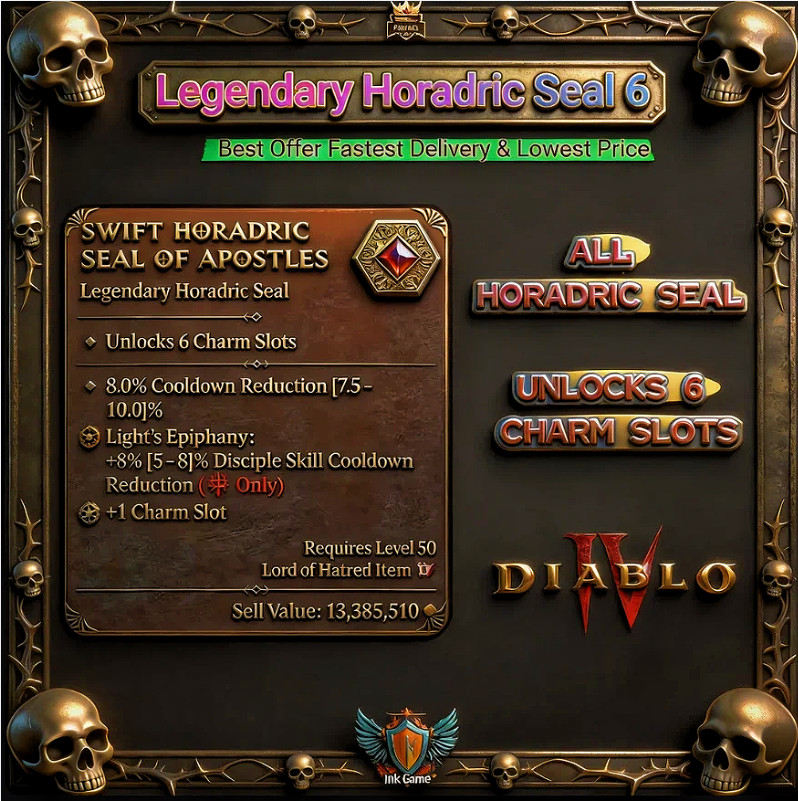 🔥 Diablo 4 Season 14 🔥 Barbarian   Legendary Horadric Seal  6 Seal