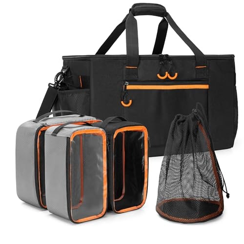 Camping Gear Organizer, 3 Pcs Camping Packing Cubes and 1 Pcs Mesh Pocket with