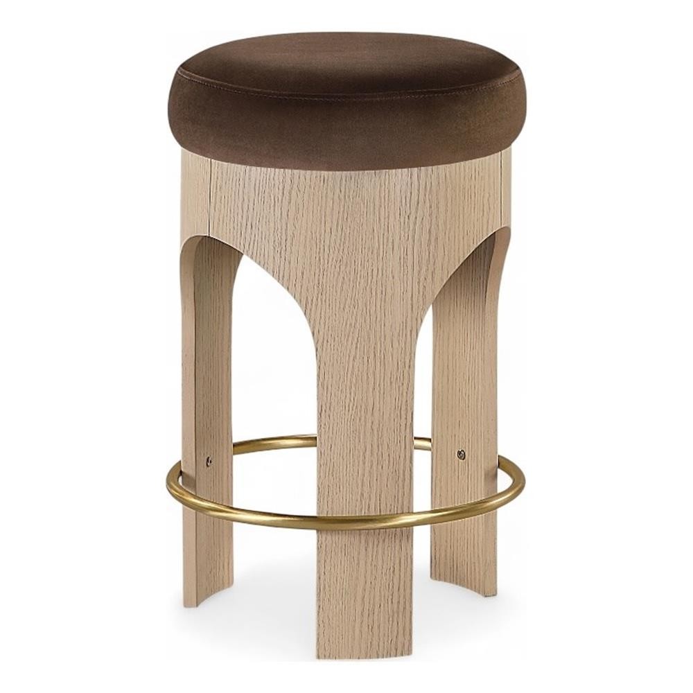 Meridian Furniture Bocceli Brown Velvet Upholstered Counter Stool