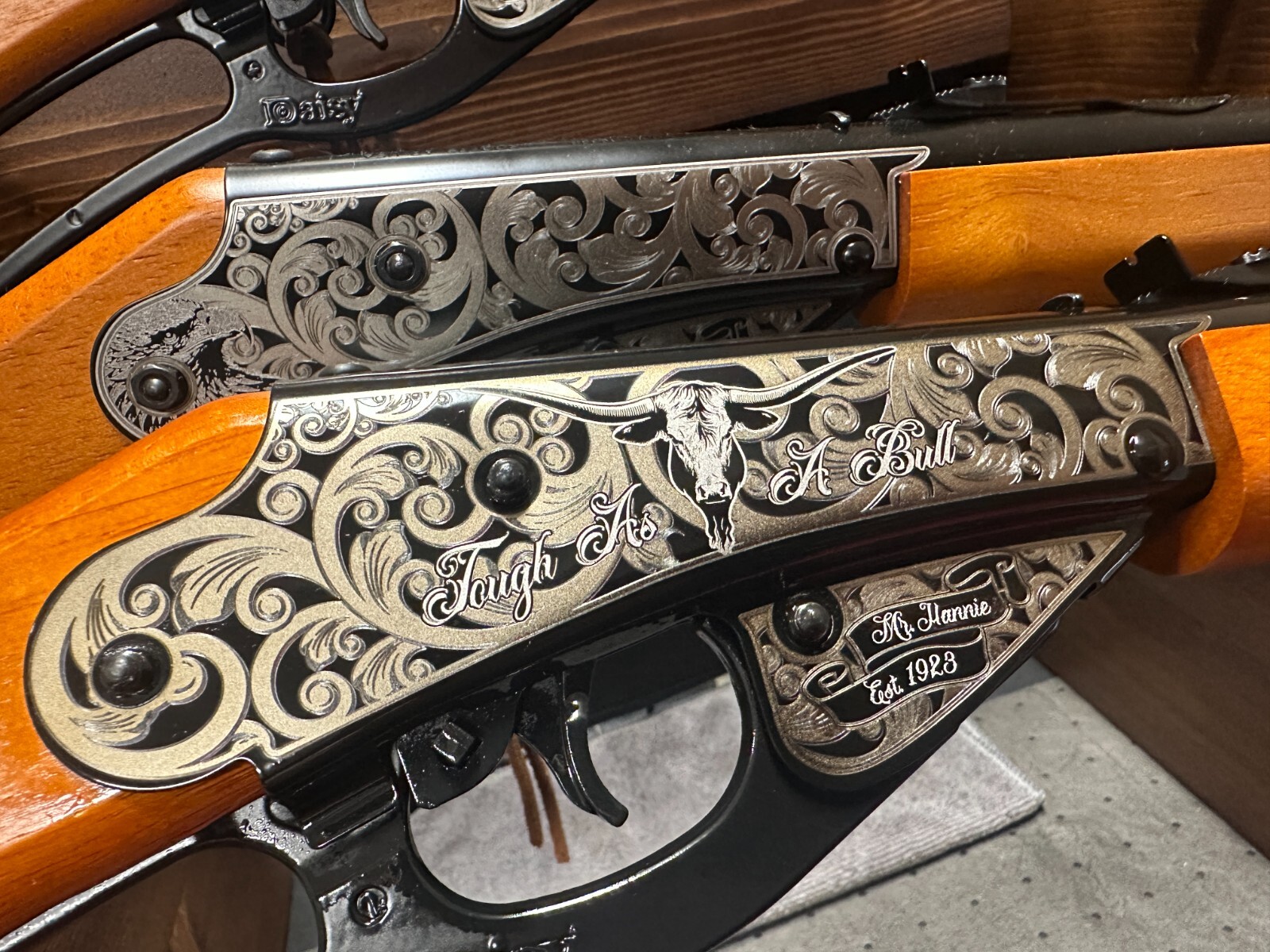Custom Daisy 1938 Red Ryder BB Gun Engraved "Tough As A Bull" Name and Date