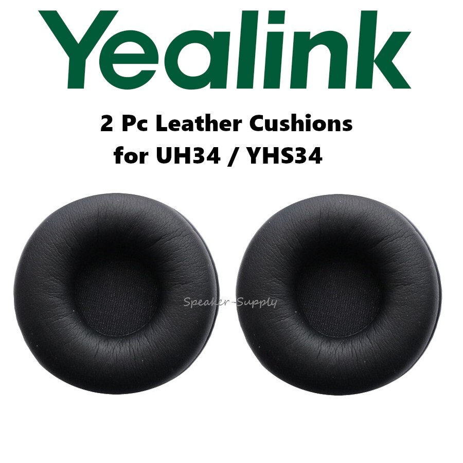 2 Yealink Replacement Leather Ear Cushions for UH34 YHS34 Headset LEC1-UH34