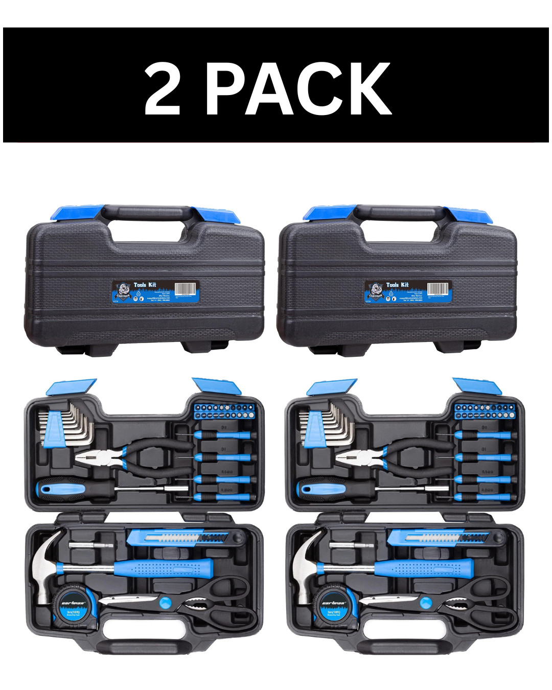 CARTMAN 39 Piece Tool Set with Toolbox 2 Pack Blue