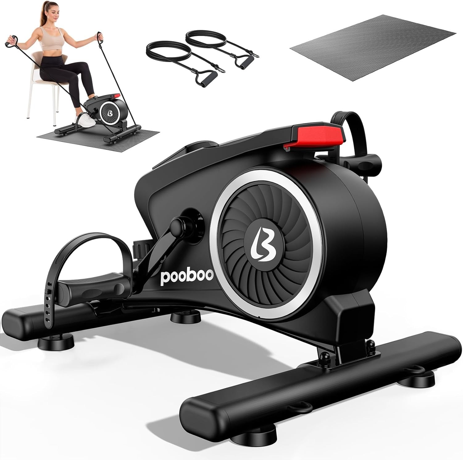 Under Desk Bike Pedal Exerciser Magnetic Mini Exercise Bike Arm & Leg Workout