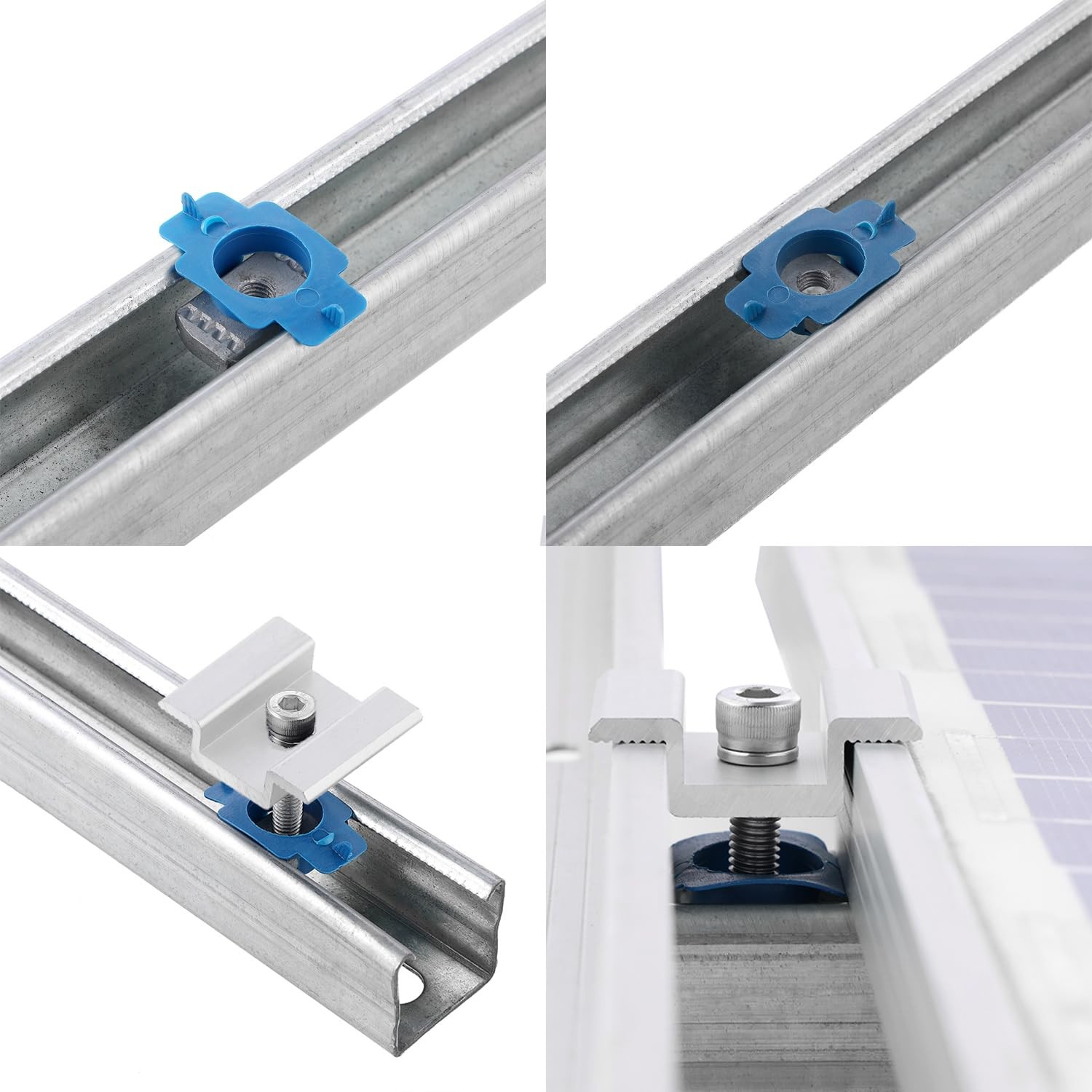 10pcs Mid Clamp for Unistrut Solar Panel Mount, Silver