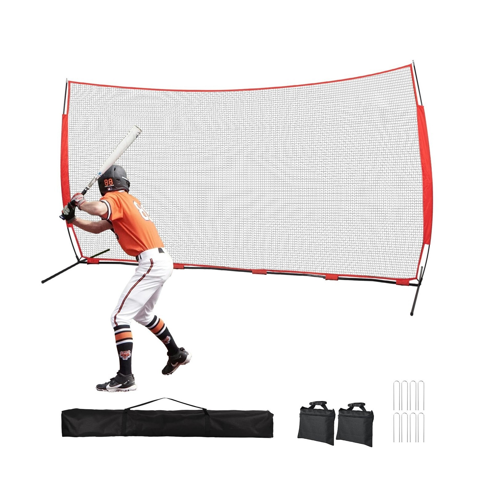 7x7/16x10/20x10ft Baseball Net Backstop Net,Fix Ball Stop Net by 4 Spike&2 Sa...