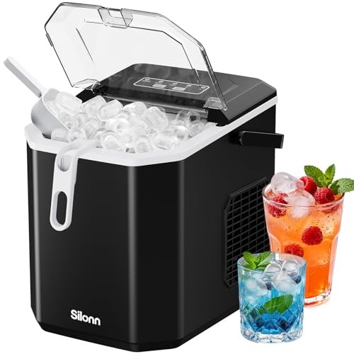 Silonn Countertop Ice Maker Portable Self-Cleaning 9 Cubes 6 Mins 26 Lbs Daily