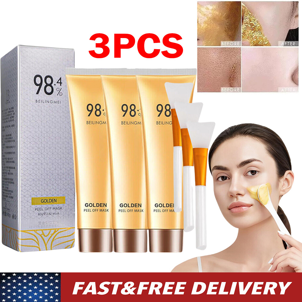 3PCS Gold Foil Peel-Off Mask - 98.4% Beilingmei Gold Face Mask for wrinkles US