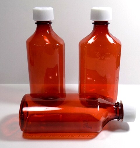 100 LOT Prescription Medicine Plastic Graduated Oval Bottles/Caps 4 OZ Size
