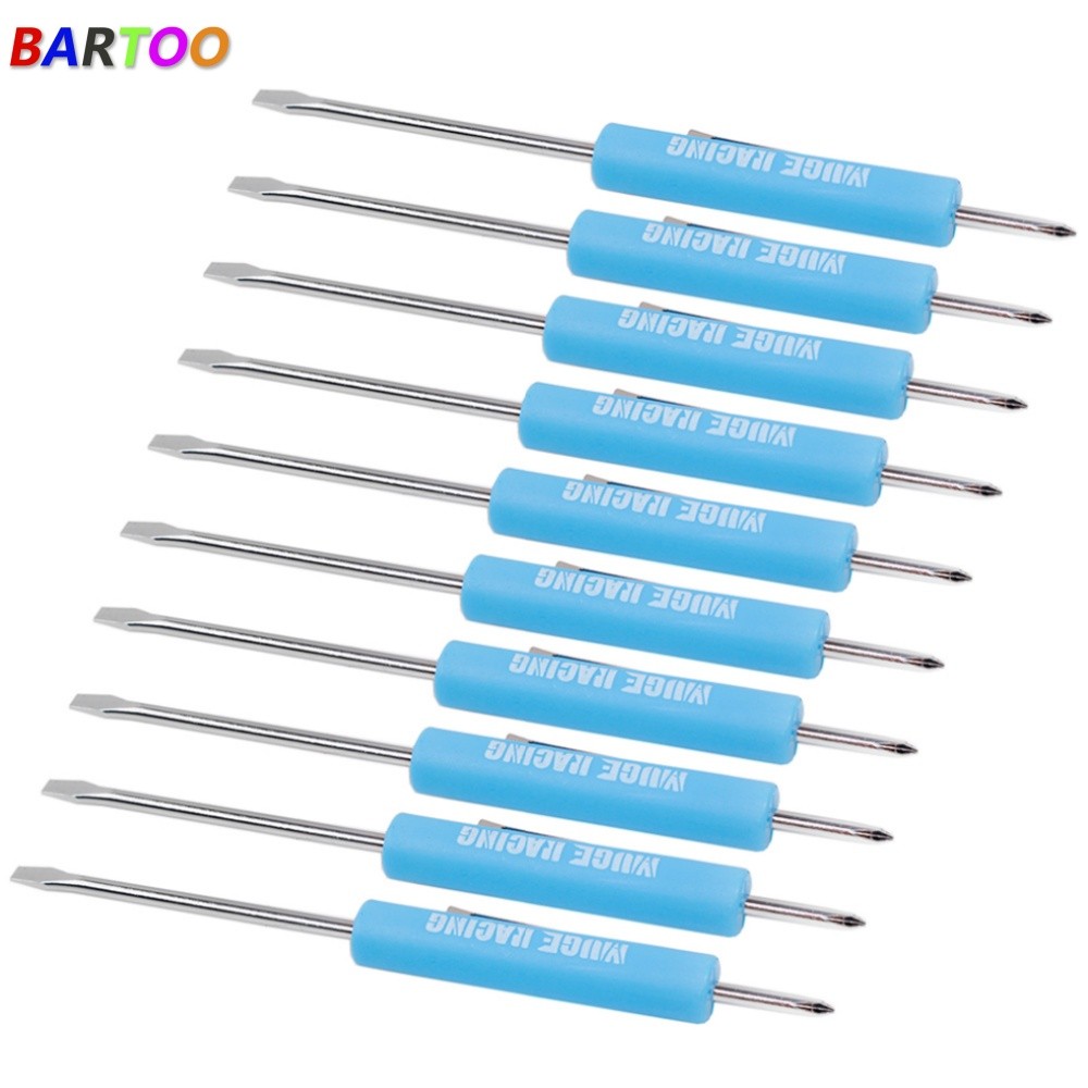 10X Blue Mini Pocket Screwdriver Phillips & Flat Head Tip with Magnet and Clip