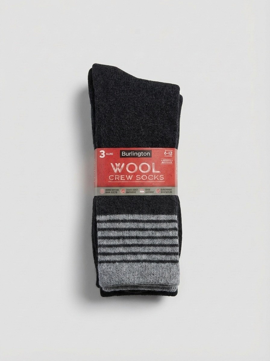Merino Wool Crew Men Socks Made in USA Soft, Warm, Winter Socks 3 Pairs