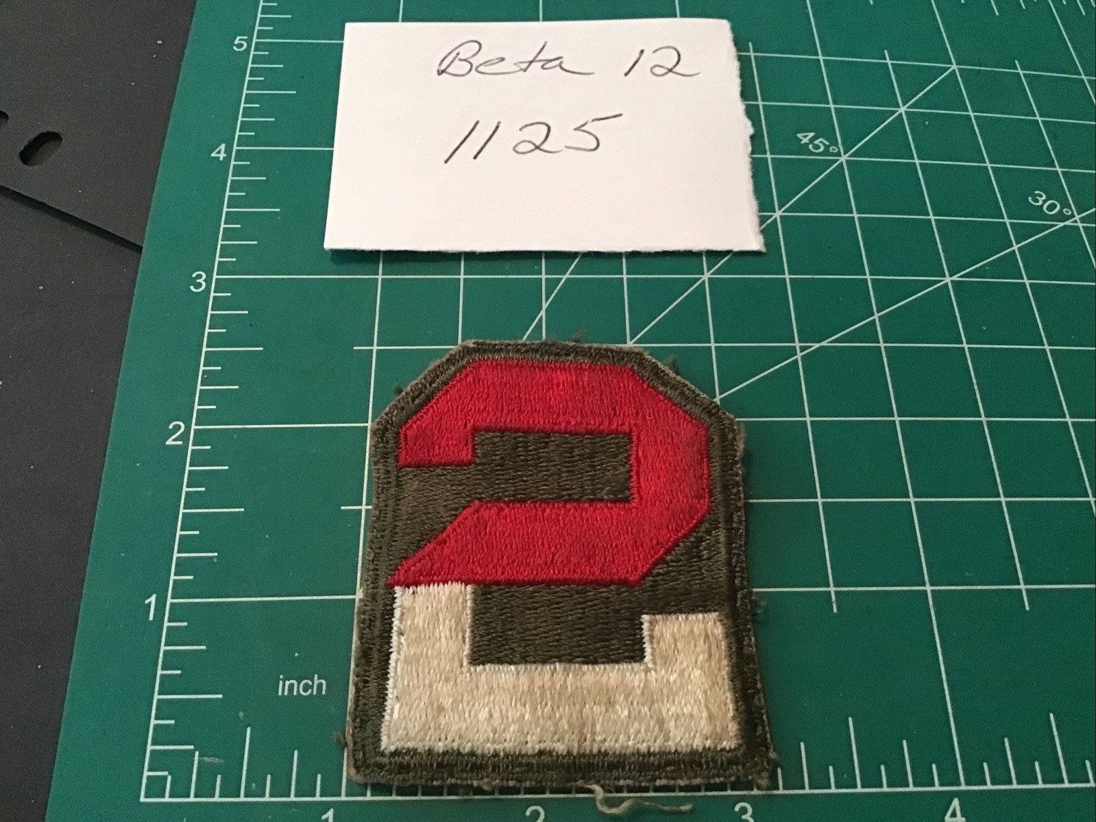 WWII US 2nd Army Shoulder Patch Early Variation Embroidered Cut Edge 2½"