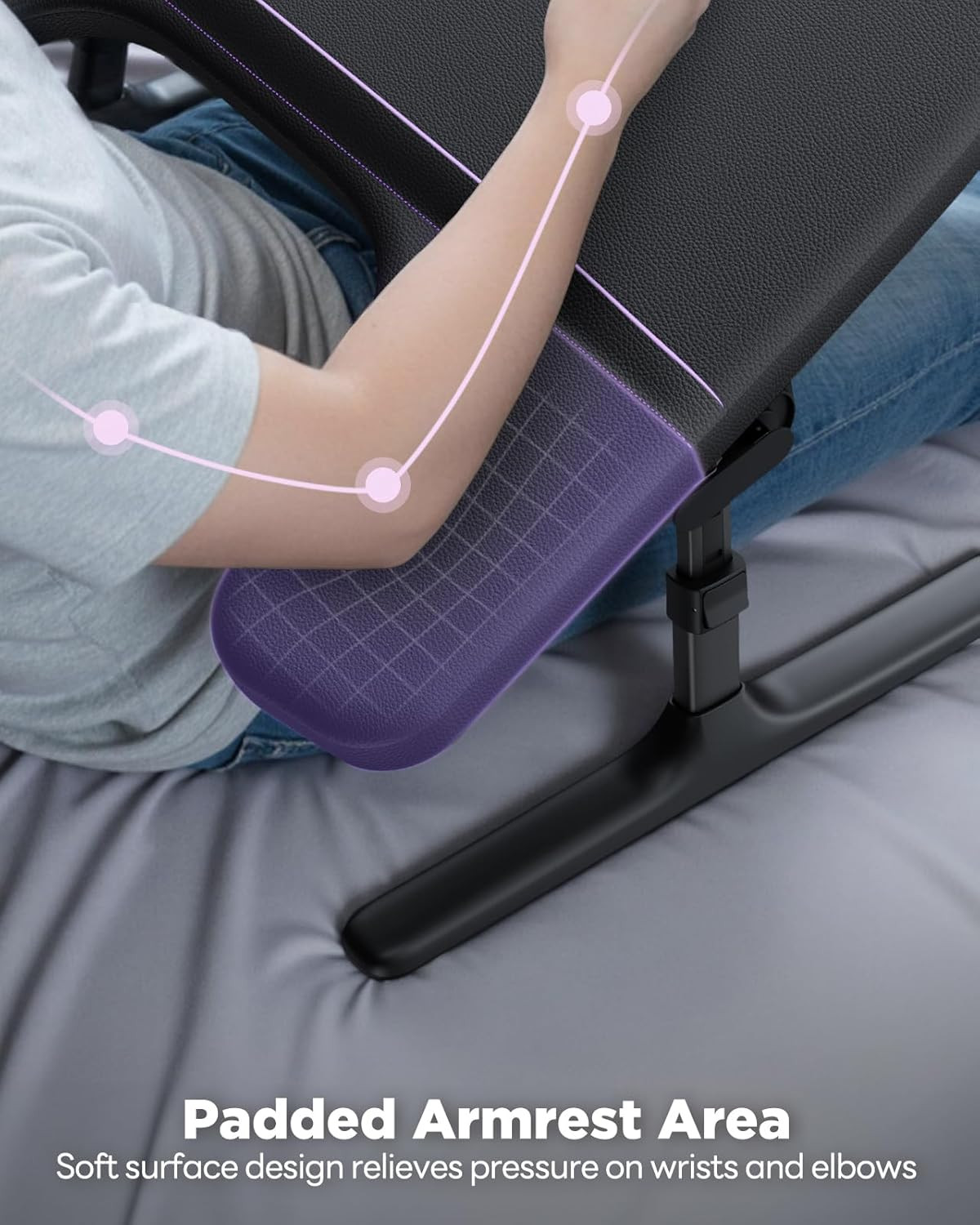 Adjustable Laptop Lap Desk for Bed & Couch with Soft Armrest - Black