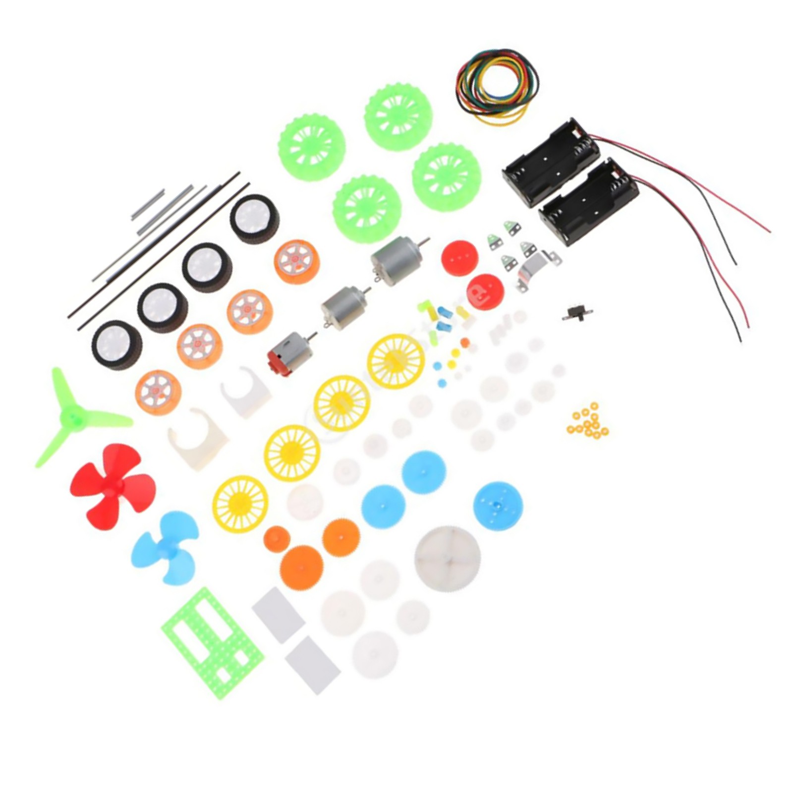 112Pcs Plastic Car Accessories Gears Motor Tires Kids Educational Toys DIY Kit r