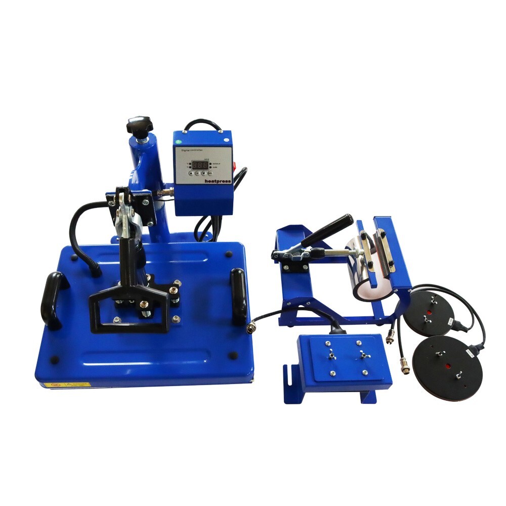 5in1 Flat Heat Press Mug Plate Cap Hat T-shirts DIY Printing Transfer Machine