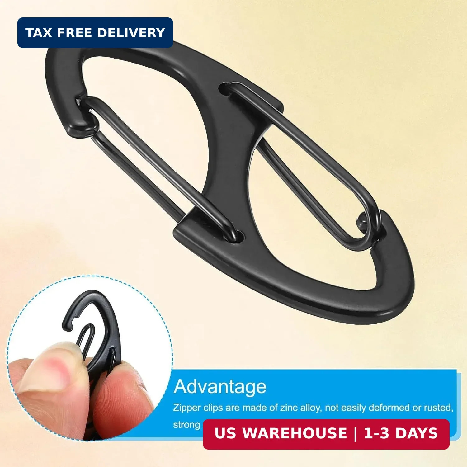 9Pcs Zipper Clip Theft Deterrent, Double Opening Lock Zipper Pull Replacement Cl