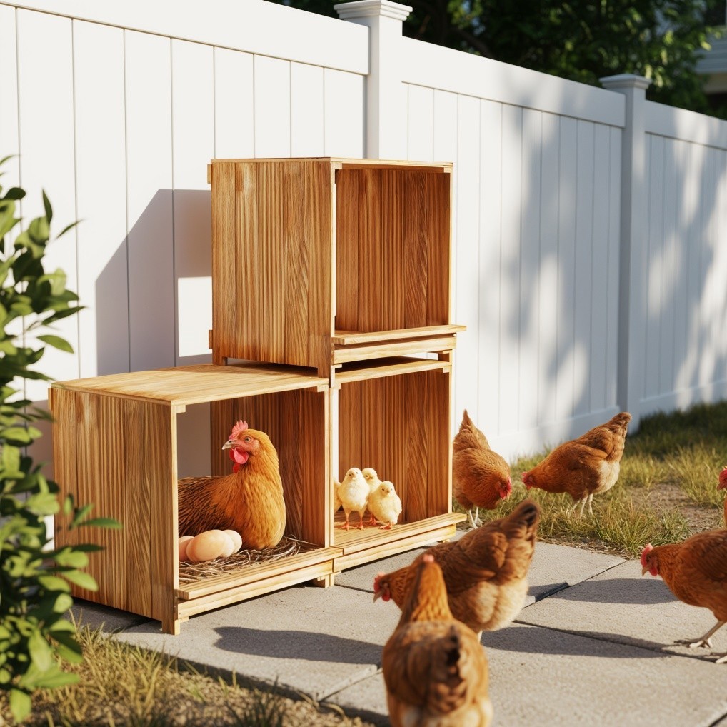Stackable Chicken Hen Coop Hutch 3 Holes Nesting Box DIY Lay Egg Poultry Boxes