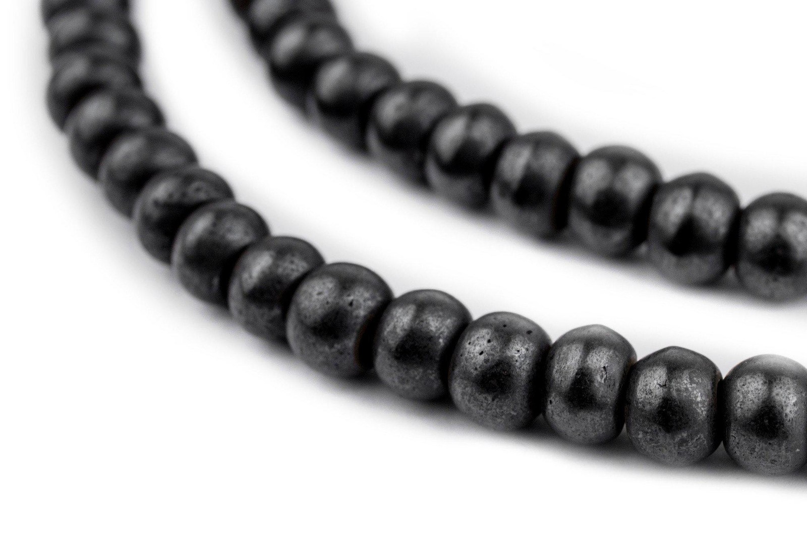 Polished Black Bone Mala Beads 6mm Nepal Round Large Hole 22 Inch Strand