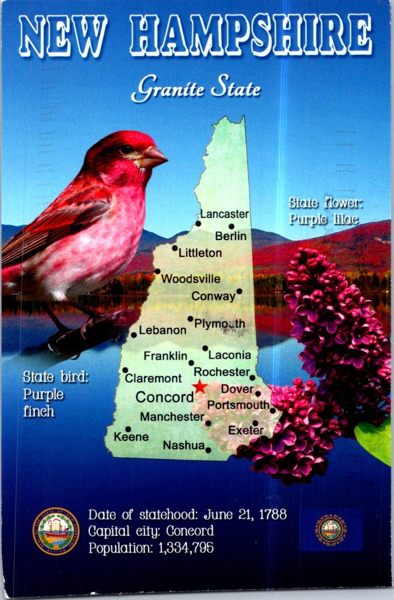 (1477) 5-9-2025 - USA (posted to Australia) New Hampshire Map