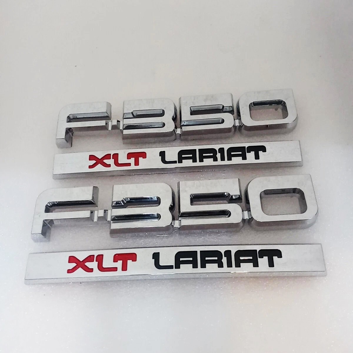 4Pc KIT Chrome Side Fender Emblem Badge Nameplate For 87-91 F350XLT-LARIAT