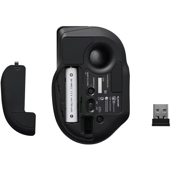 ELECOM bitra Index Finger Trackball Mouse 5 Button Wireless Compact Silent Black