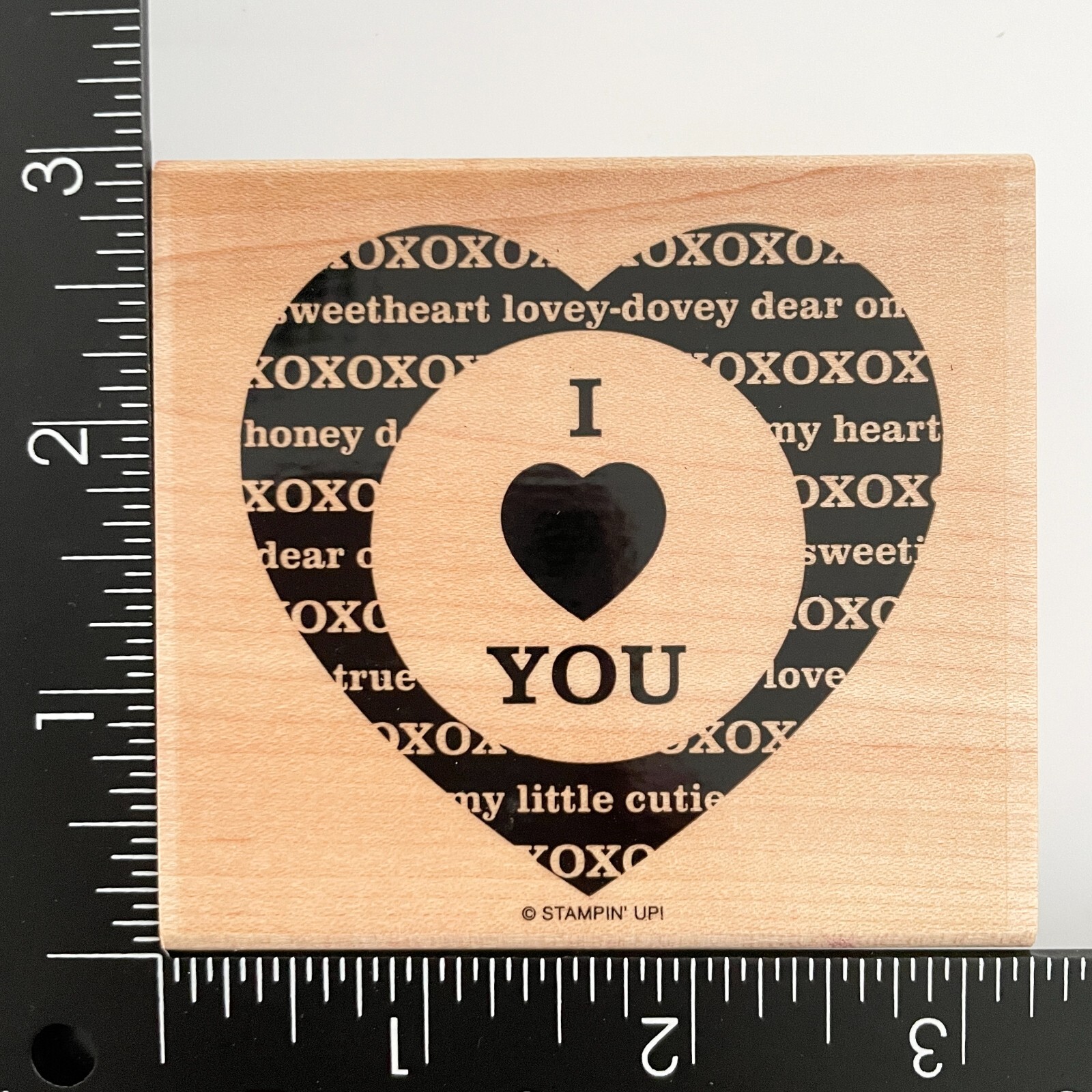 Stampin Up I Love You Heart XOXO Valentine Wood Mounted Rubber Stamp