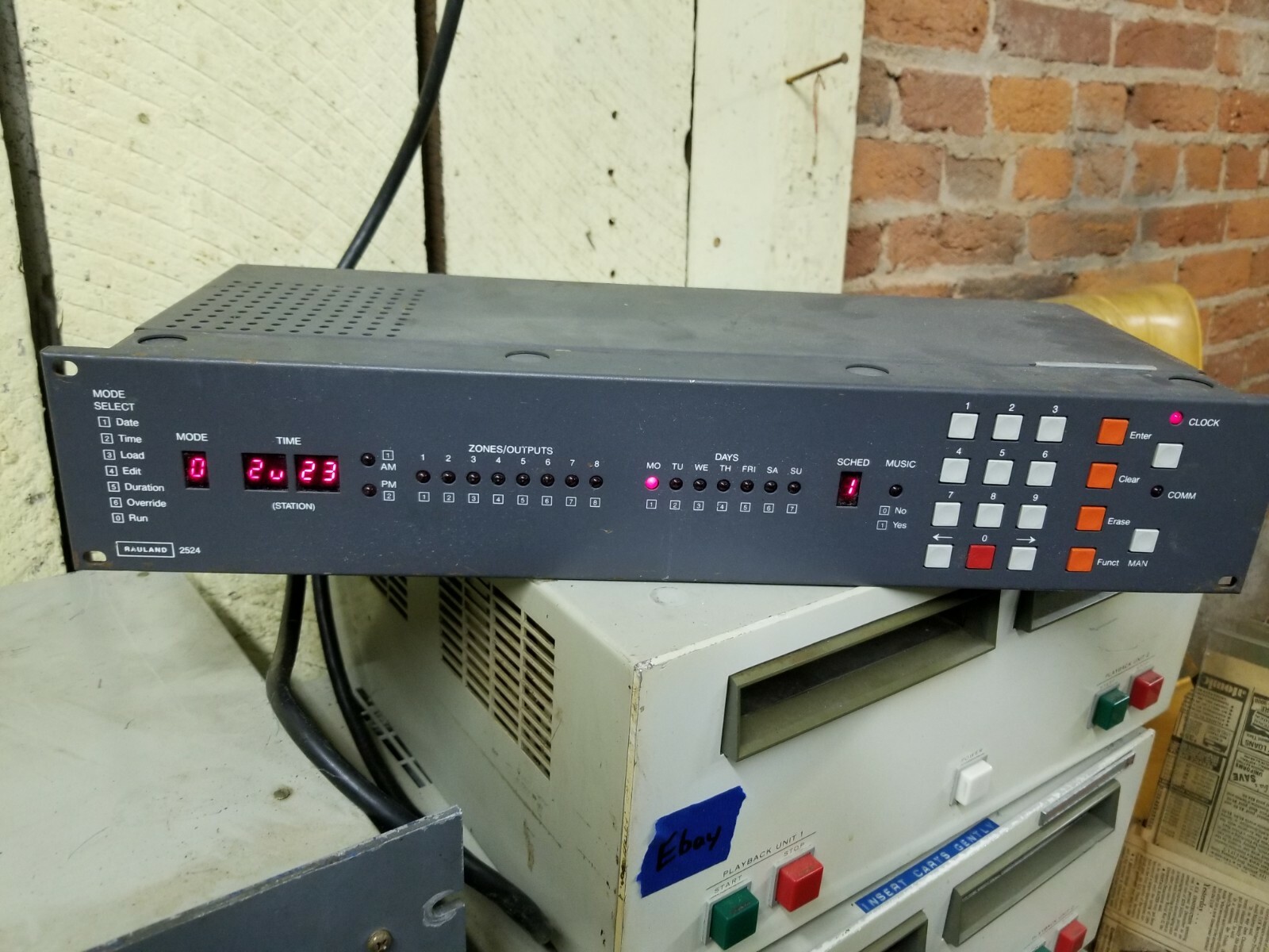 Rauland 2524 Master Time Clock Programmer Event Scheduler - Power Verified -