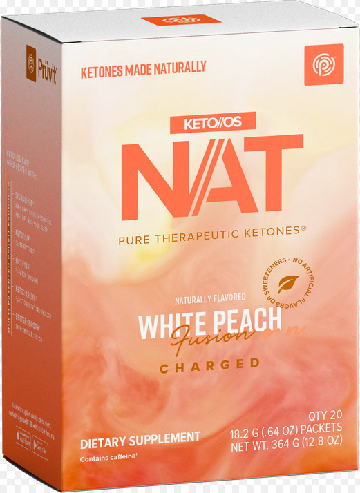Pruvit KETO OS NAT Charged 20 Packets White Peach Fusion Flavor EXP:10/2026
