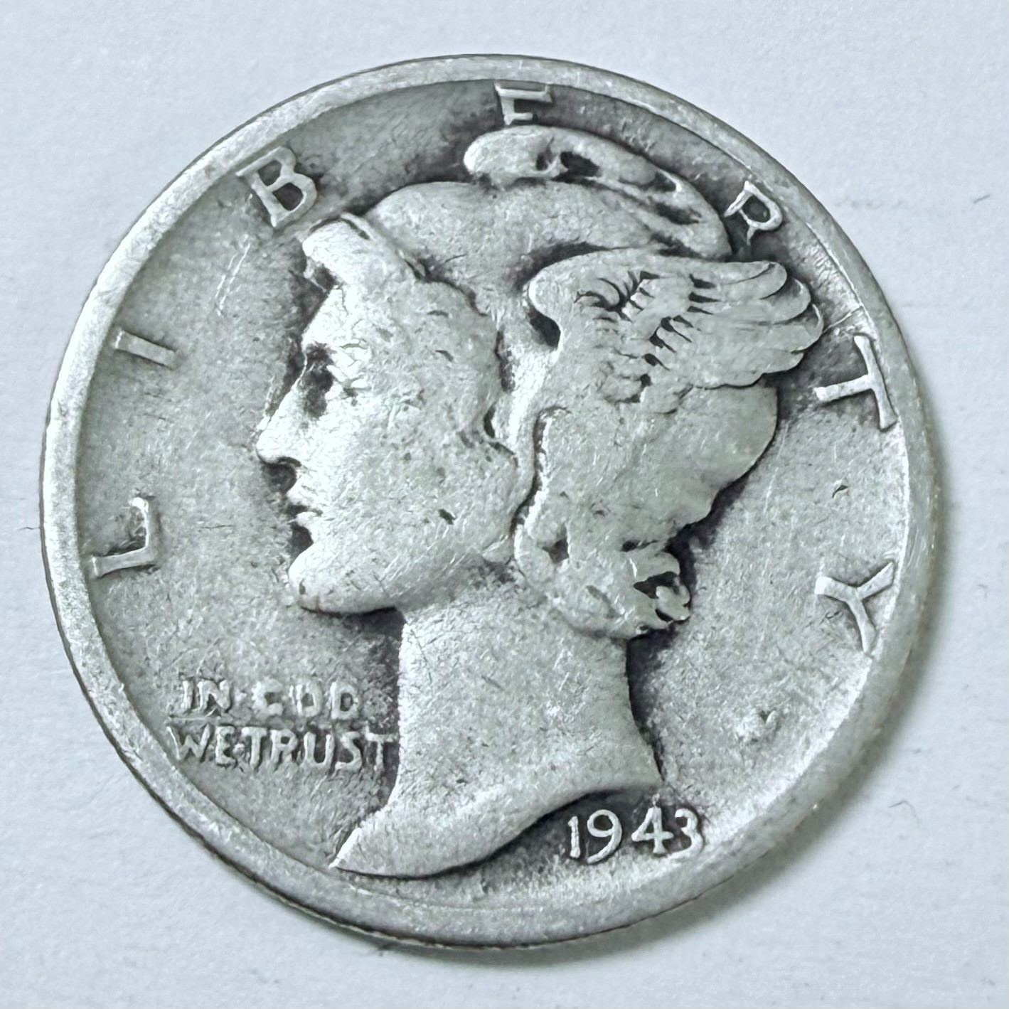 1943 Mercury Dime 90% Silver VERY FINE CONDITION #10385