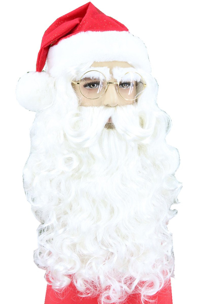 Christmas Santa Wig Beard Hat Set Adult Costume Synthetic Fiber