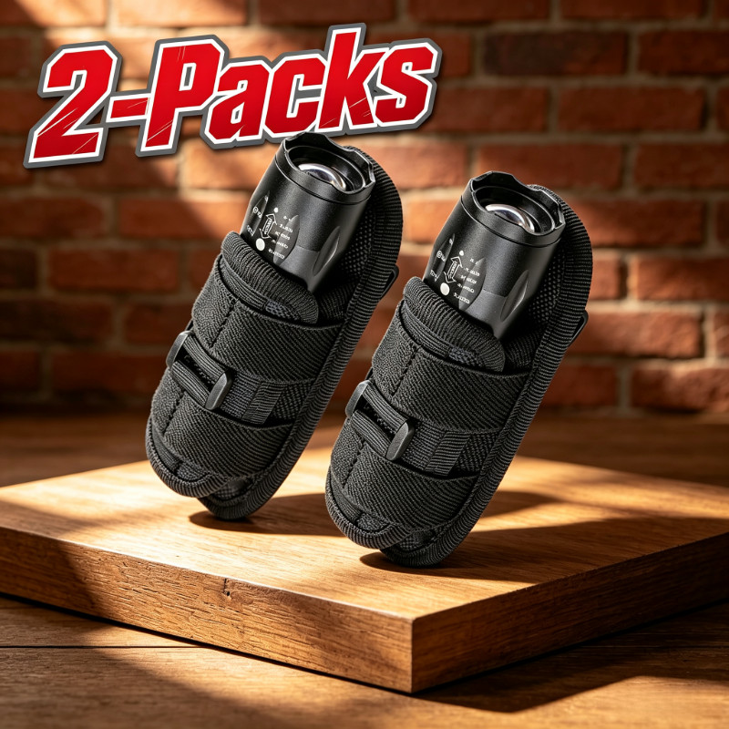 360 Rotatable Flashlight Bag 2 Pack Tactical Belt Mount Flashlight Carry Pouch