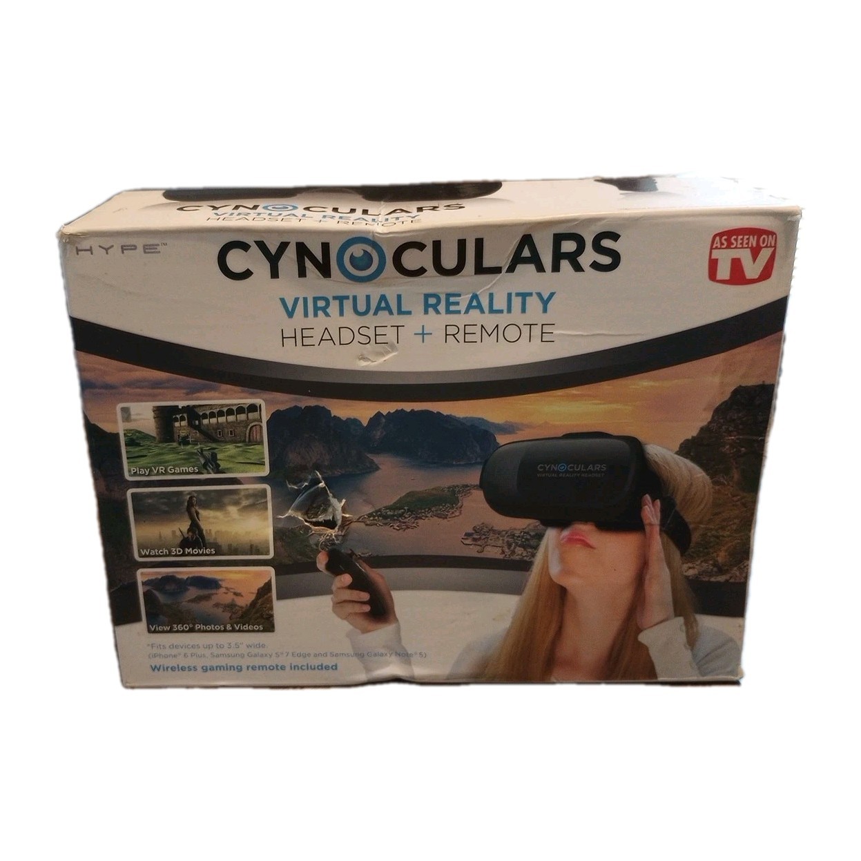 Cynocular's VR Virtual Reality App 3D Glasses Adjustable Headset Plus Remote