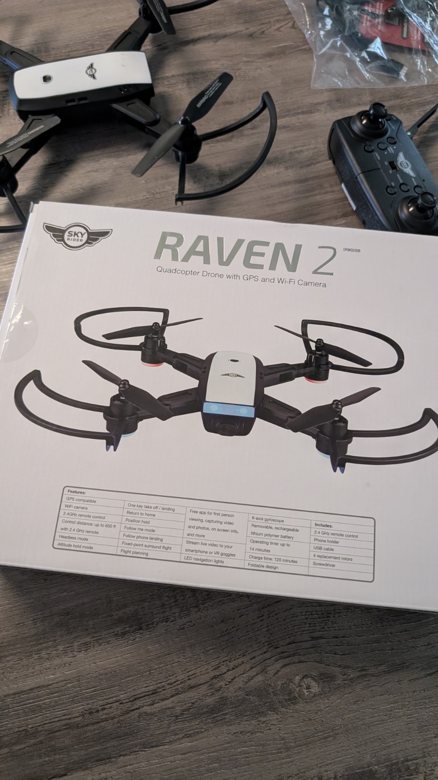 Sky Rider Raven 2 Quadcopter Drone with GPS and Wi-Fi Camera (Model DRWG530B)