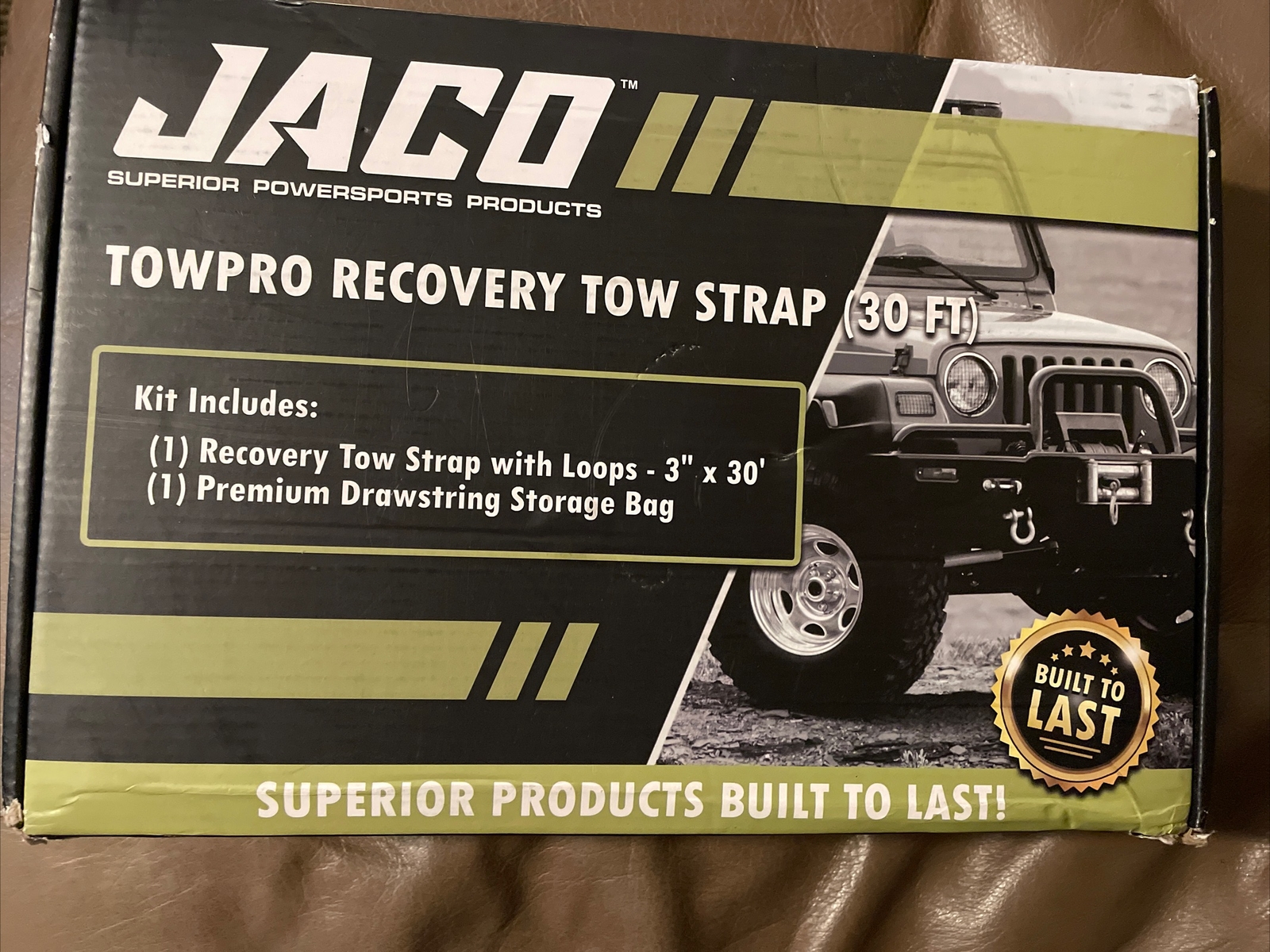 JACO 4X4 TowPro Recovery Tow Strap With Loops And Storage Bag New (3" x 30 ft)