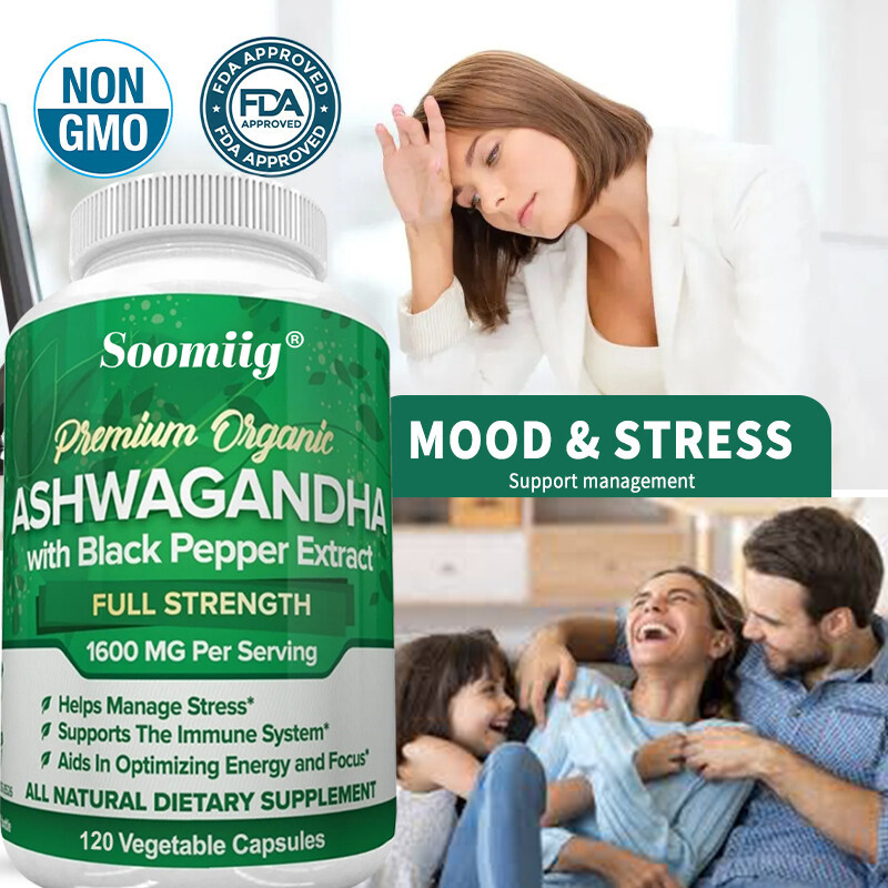 Ashwagandh - 120 Capsules - High Strength: 1600mg - Non GMO