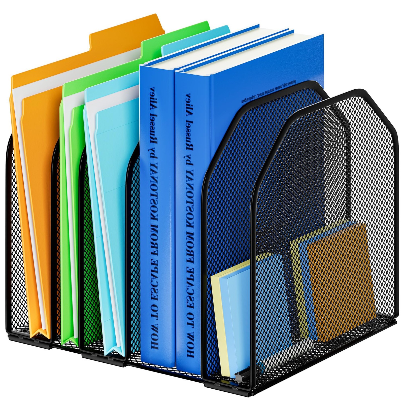 Desk File Organizer, Adjustable 5 Sections Upright Desktop Organizer File Sor...