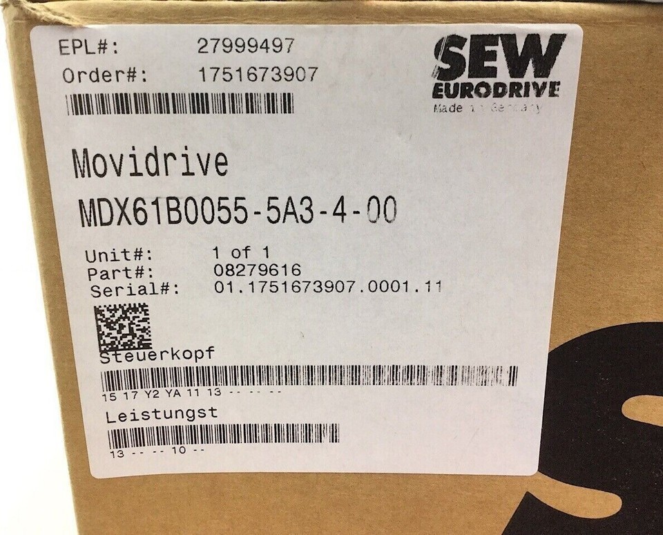 MDX61B0055-5A3-4-00 New SEW EURODRIVE DRIVE INVERTER MDX61B0055-5A3-4-00