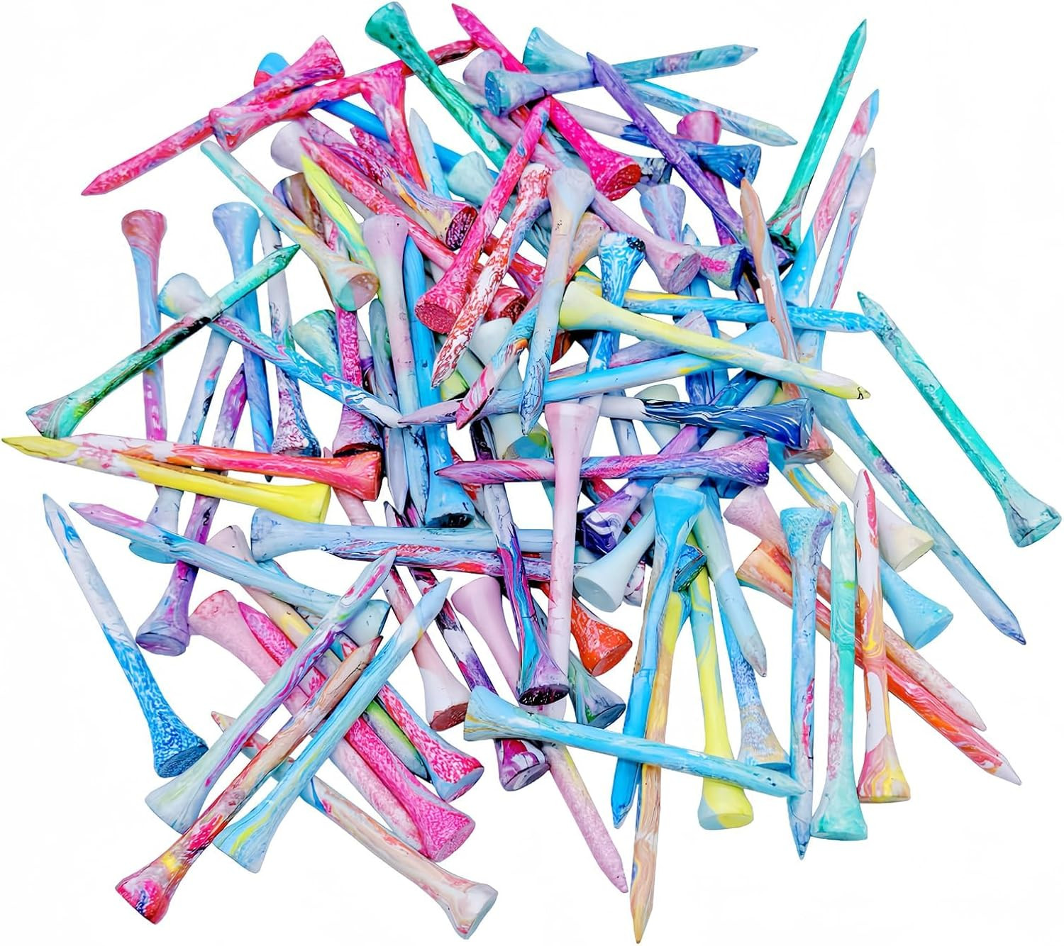 Golf Tees Multiple Colors Mixed Size Package, 100pcs Professional Bamboo/Wood Go