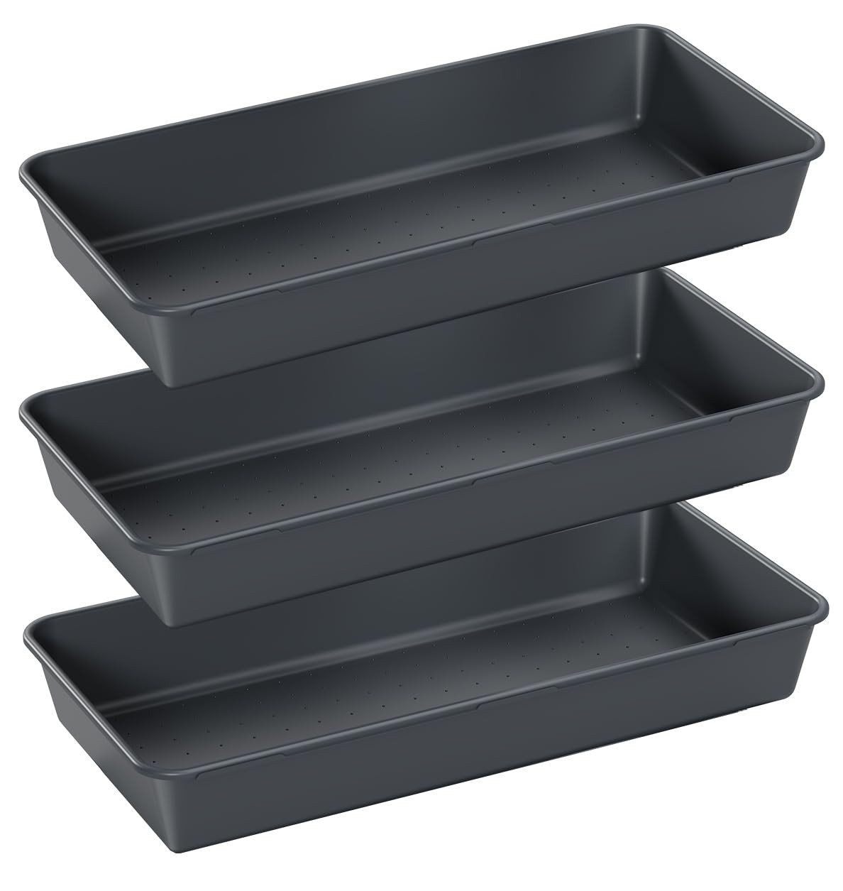 3 PCS Large Plastic Drawer Organizer Trays Makeup Vanity Kitchen 12x6 Inch