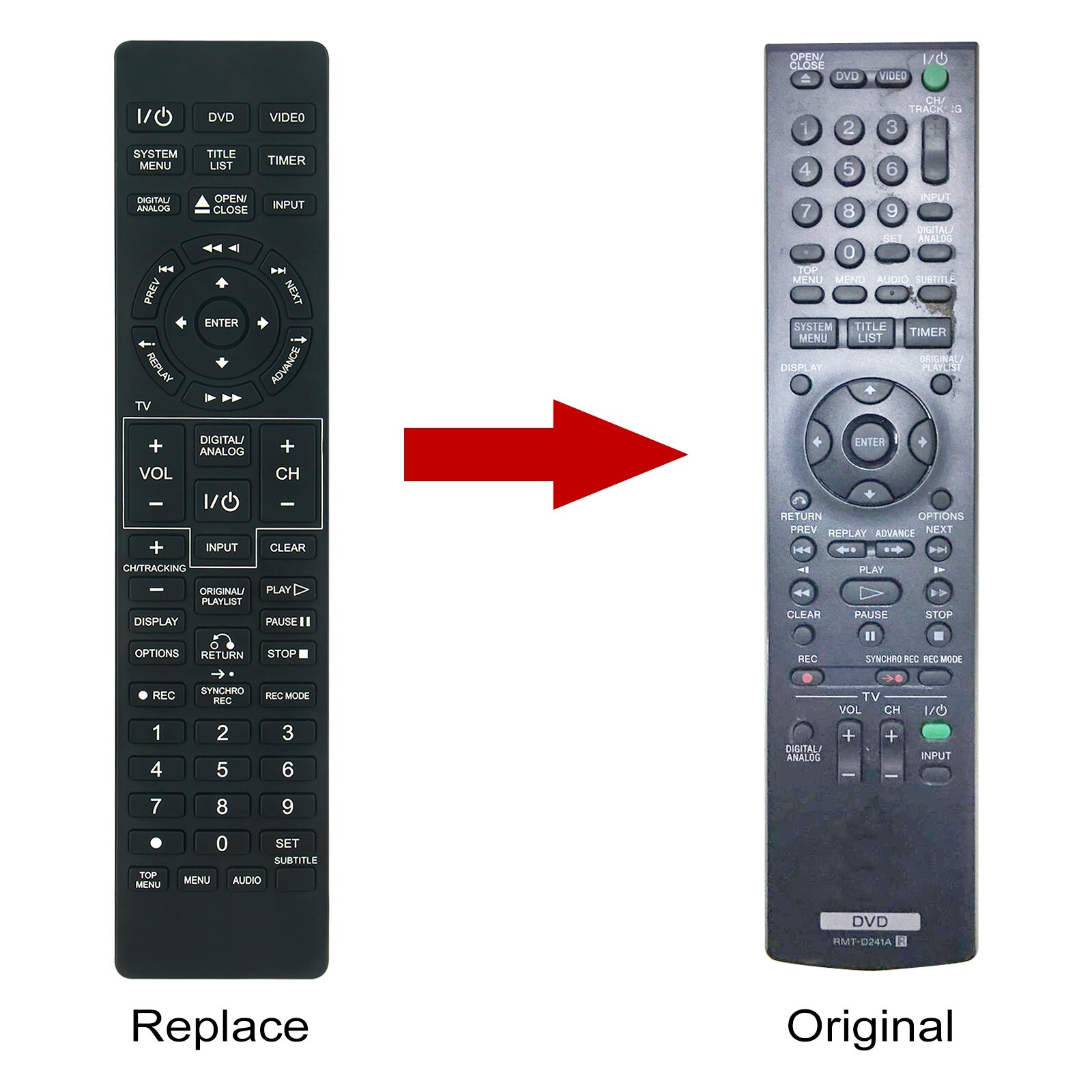 RMT-D241A Replaced Remote Control Fit For Sony RDR-VXD655 RDRVXD655 DVD Recorder