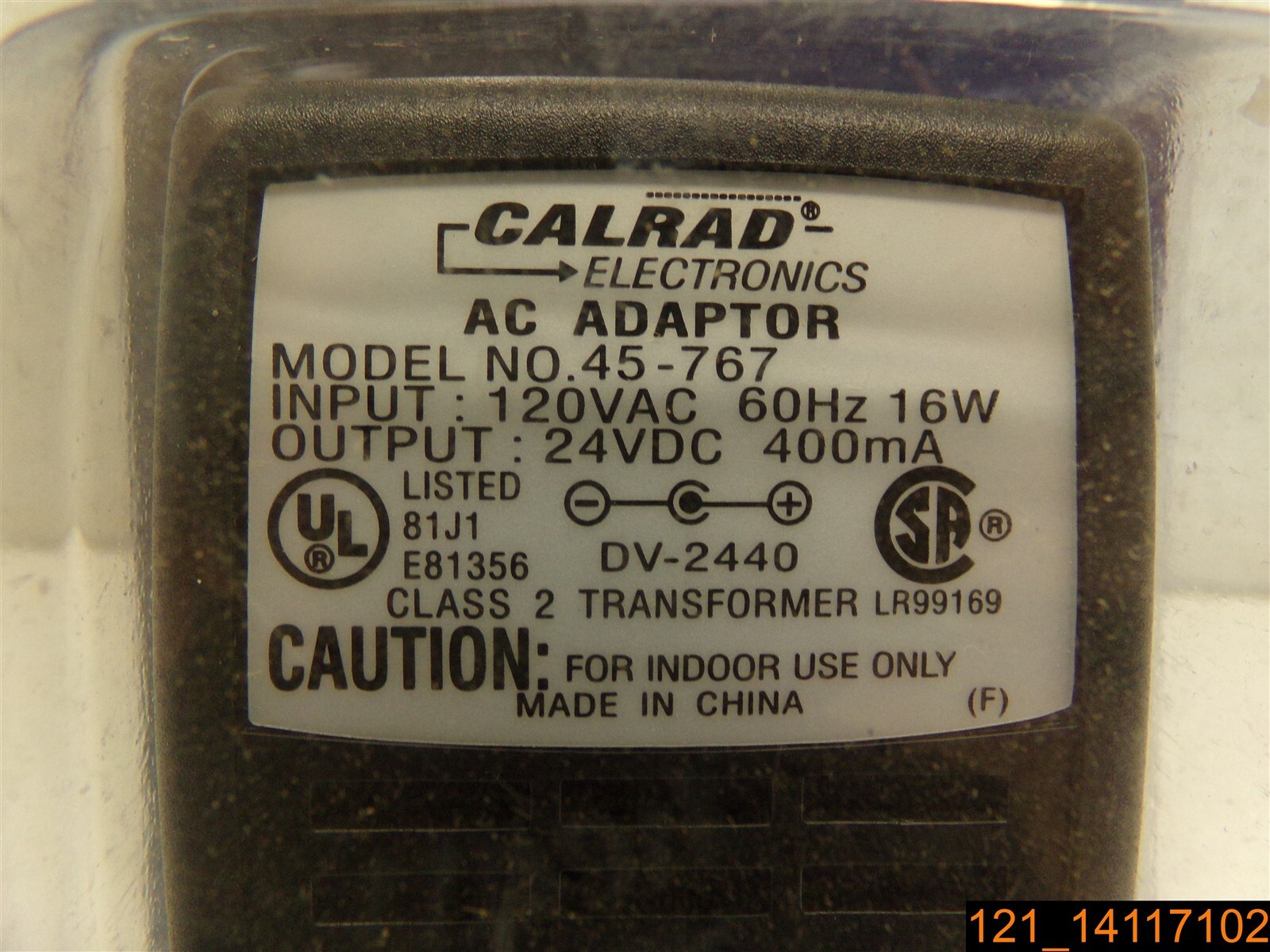 45-767 AC-DC Adapter, 120 VAC Input, 24 VDC Output Calrad