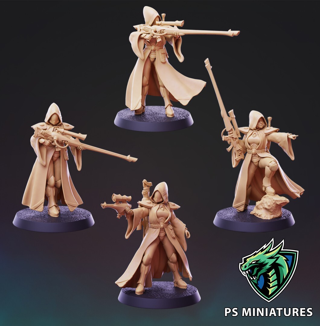 Space Elf Female sci fi soldiers Sniper Rangers squad of 5 or 10