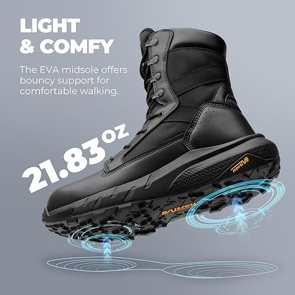 Men’s Composite Toe Tactical Work Boots Lightweight Side Zipper Boots Wide Size