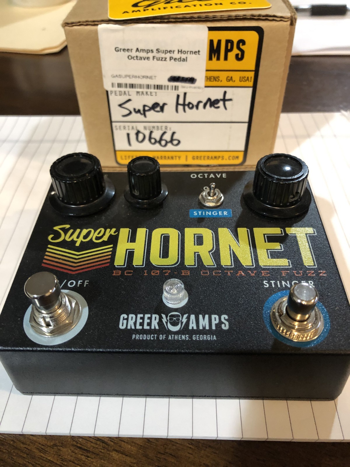 Greer Amps Super Hornet Octave Fuzz Guitar Effects Pedal - Excellent Condition