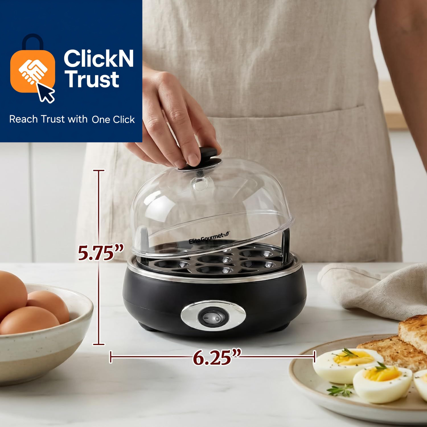 Elite Gourmet EGC007CHC# Rapid Egg Cooker, 7 7 Egg, Charcoal Grey