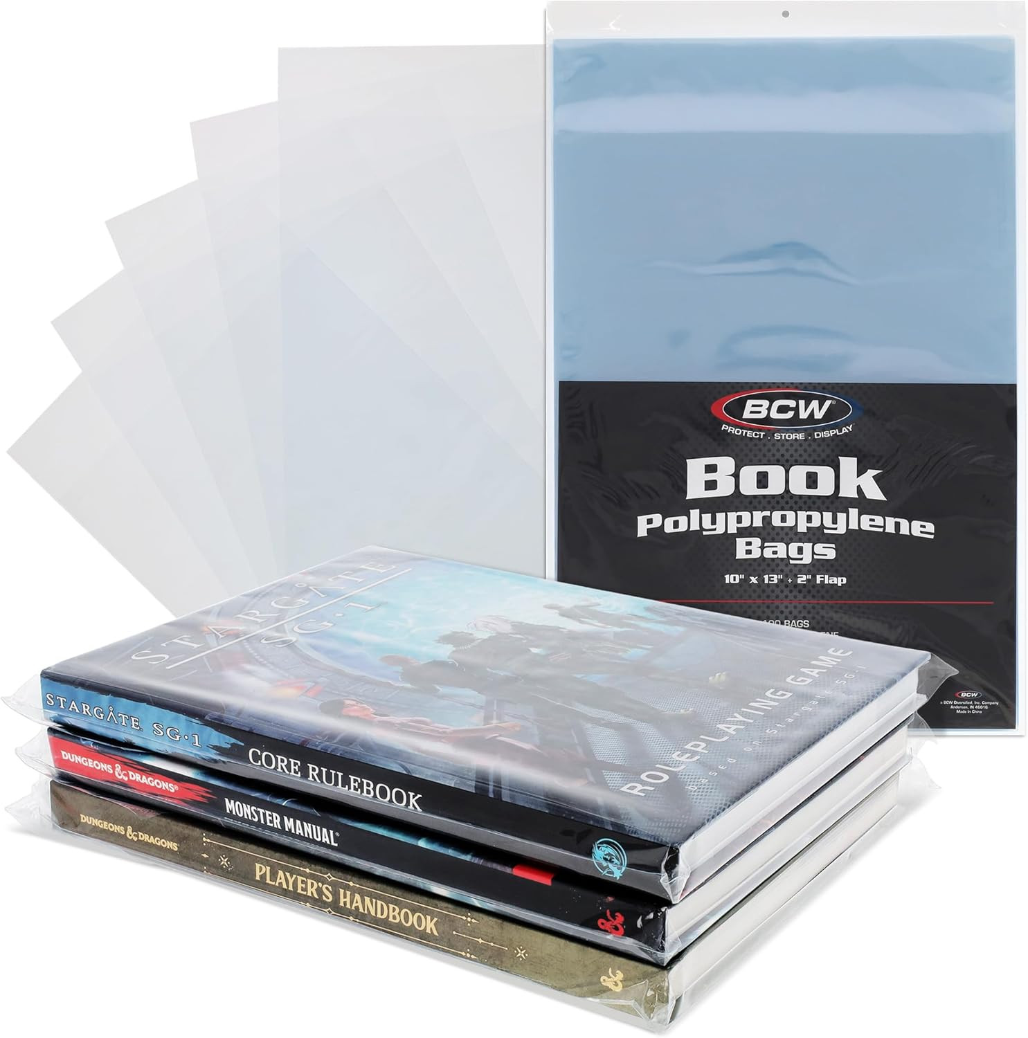 Book Storage Bags – 100 Pack | 10" X 13" + 2" Fold-Over Flap | Archival-Safe