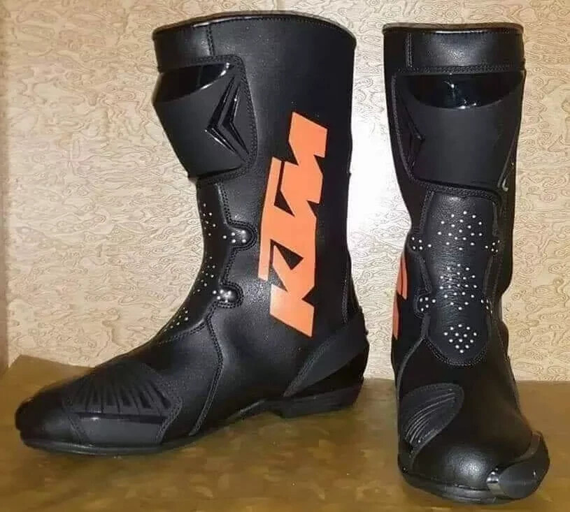 KTM Motorbike leather Boots Motorcycle Racing Sports Safety Long Shoes CE